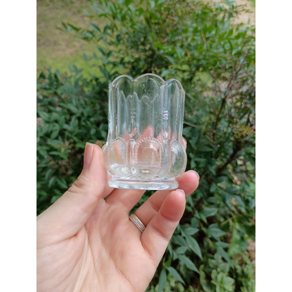 Degenhart Clear Glass Toothpick Holder Impressed Stamp Rare 3"